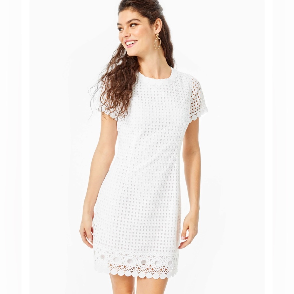 Lilly Pulitzer Jennifer White Eyelet Lace Shift Dress